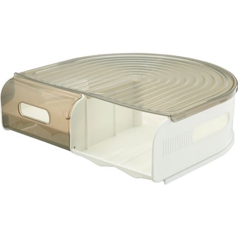Boîte à œufs plastique transparente en forme de U, rangement automatique à défilement pour cuisine, couche unique (1/5)