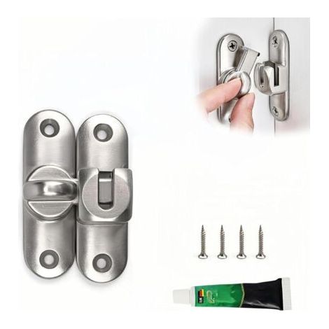 Cerradura para puerta corredera, pestillo de aleación de zinc de 7,9 cm, cerradura para puertas exteriores de 90° y 180°, cerradura para ventanas, con tornillos y adhesivo, sin clavos, para armarios, (1/5)