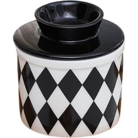 Ceramic butter dish, diamond shape, kitchen utensil, black (1/5)