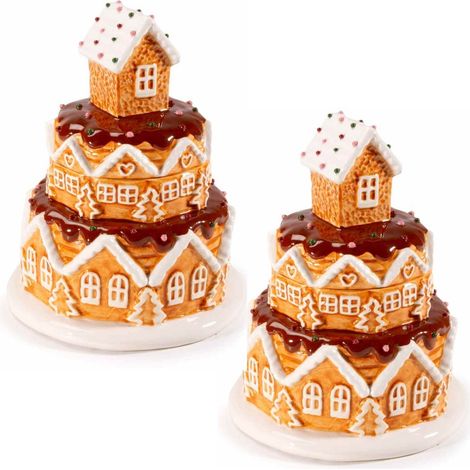 Barattoli da Cucina per Alimenti a Forma di Casetta Natalizia in Ceramica (1/4)