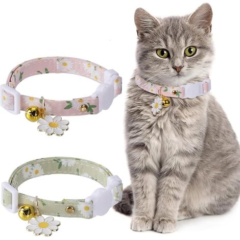 Collier amovible pour chat avec clochette, collier réglable pour chaton, accessoire de promenade, rose (1/5)