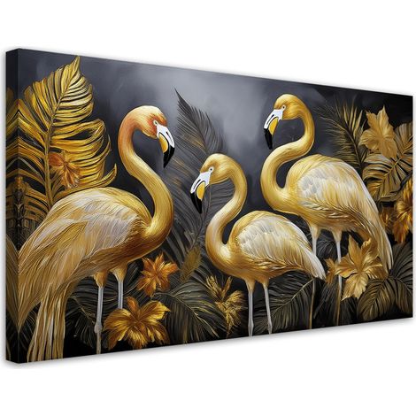 Tableau déco Flamants dorés Oiseaux Glamour 100x50 (1/5)