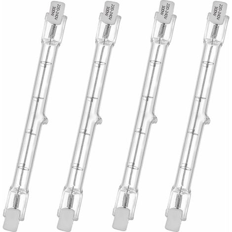 Tube halogène HaloLine, base R7S, lampe tube halogène T3, 230V, 300 watts, 118 mm, blanc chaud - 2800K (4 pièces) (1/4)