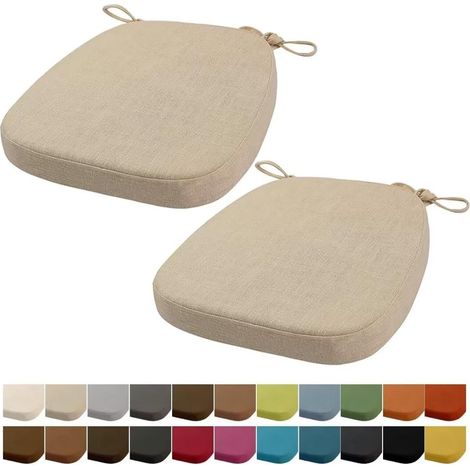 40 x 38 x 33 cm (3 cm Thick) Chair Cushion, Garden Chair Cushion, Washable, with Zip, Straps, Non-Slip (Beige, 2 Pieces) (1/5)