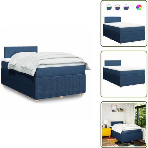 The Living Store Giroletto a Molle con Materasso Blu 120x190 cm in Tessuto - Materasso a molle insacchettate