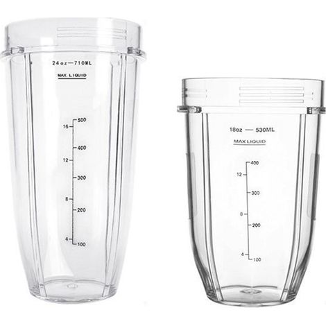 Lot de 2 bols mixeurs transparents - Pièces détachées compatibles Ninja extracteur - 700 ml/500 ml - Accessoires de cuisine pour blender (1/4)