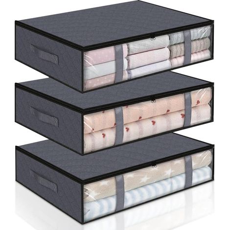 Sac de Rangement Vetement,Boite Rangement Sous Lit Lot de 3 Sac Couette (1/5)