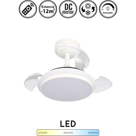 Ventilador de techo retráctil con luz silencioso DC con mando Antila blanco 55 cm invierno-verano color luz regulable (1/5)