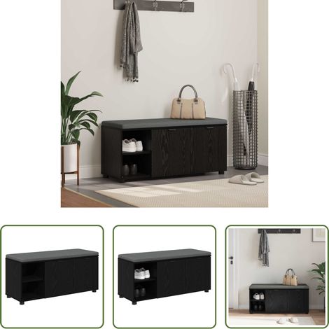 vidaXL Rangement d'entrée - Banc d'entrée avec coussin Chêne Noir 100 x 38 x 46 cm (1/5)