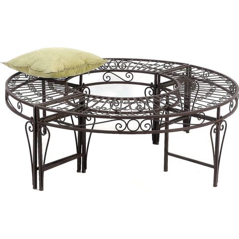 DanDiBo Rundbank Metall wetterfest Braun Ø 135 cm Baumbank 96188 Gartenbank Parkbank Sitzbank