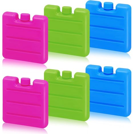 Petits Bloc Glace pour Glaciere, 6 Pièces Mini Pain de Glace pour Sac Isotherme, Bloc Refrigerant Plat, Portable Pain Glace Glacière pour Pique-Niques, Voyages, Camping, Plein Air