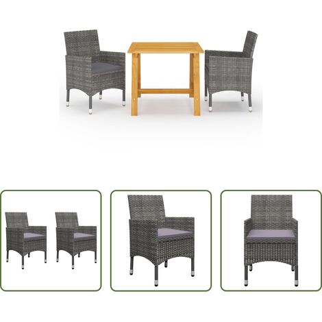 vidaXL Salle à manger extérieur - Ensemble à manger de jardin 3 pcs Gris (1/5)