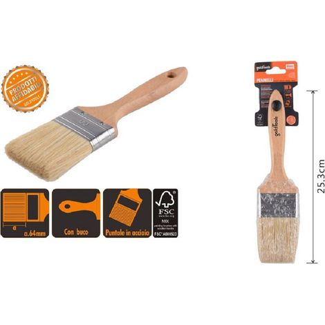 Kaela - Pennello Piatto 25.3 Cm Manico In Legno Setole Morbide Per Pittura Vernice 90206 - (1/3)
