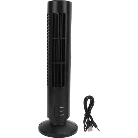 Ortviai Ventilateur sur pied sans pale noir silencieux 2 vitesses pour chambre, bureau ou salon – design compact et moderne (1/5)