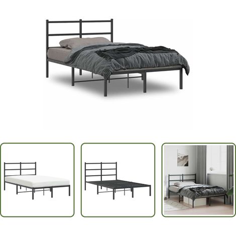 vidaXL Lit avec soutien - Cadre de lit métal sans matelas avec tête de lit noir 120x190cm (1/5)