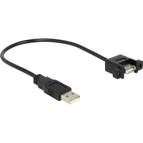 Câble USB 2.0 - Rallonge USB-A mâle vers USB-A femelle - Longueur 0,25 m - Couleur noire - Contacts dorés - Lot de 1 pièce (1/3)