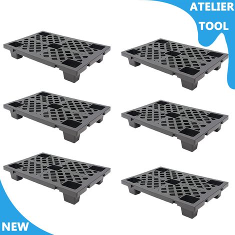 ATELIER 6Pcs 100kg/220.46lbs charger les palettes en plastique 60x40x10cm entreverrouillant les palettes de stockage pour l'usine d'entrepôt (1/5)