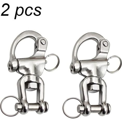 Mousqueton pivotant en acier inoxydable 316 – Charge maximale adaptée pour cordage de spi – Goupille à dégagement rapide – Dimensions 70 mm (1/5)