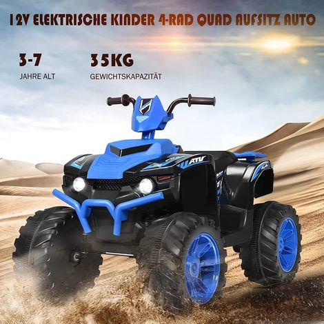 Quad infantil electrico 12v con faro mini quad electrico con musica y bocina 4 ruedas quad infantil 28 5 kmh para ninos a partir de 3 anos azul