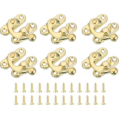 6er Set Haspenschlösser 27x32mm Gold für Schmuckkisten und Holzkoffer