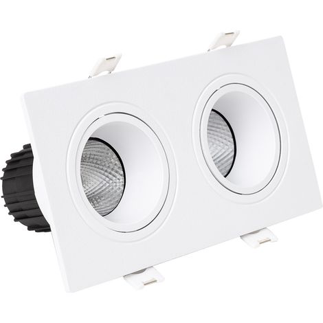 Downlight Carré Inclinable LED 14W Dimmable Coupe 75x155 mm 2700K Blanc Blanc chaud (1/2)