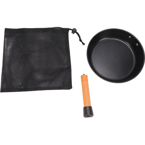 Stainless Steel Camping Pan with Beech Wood Handle, Lightweight and Portable for Outdoor Cooking, 7.87x13.98 Inches (1/5)
