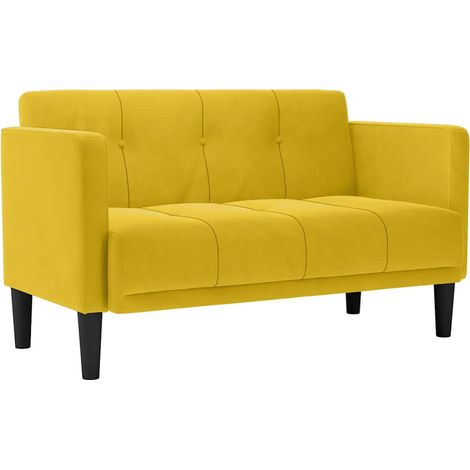 Divano Sofa Divanetto Giallo 111 cm in Velluto (1/5)