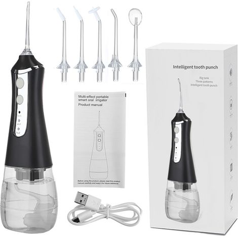 Fil dentaire électrique à 3 vitesses, impulsions puissantes de 300 ml, nettoyage buccal, détartrage, rechargeable par USB, fil à jet d'eau
