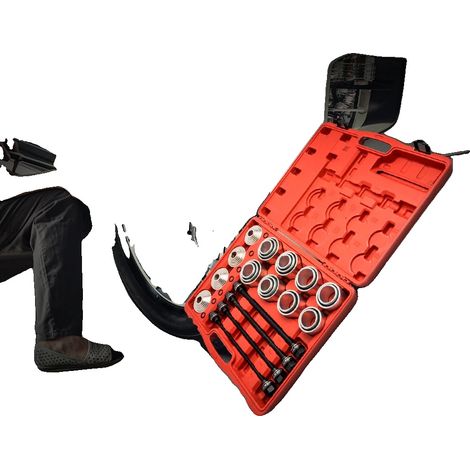 Kit di manicotti di pressione e trazione, diametro interno 34-72 mm, diametro esterno 44-82 mm, set da 28 pezzi, include 4 dischi di ritegno, adatto a vari tipi di veicoli (1/5)