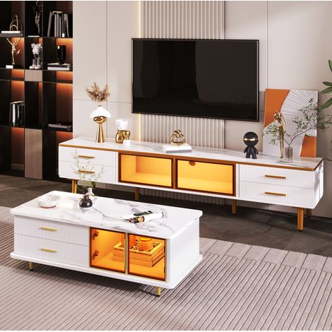 Set mobili soggiorno mobile TV e tavolino LED OKMYHOME (1/5)