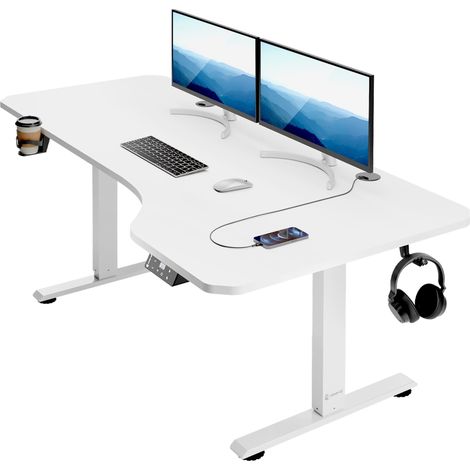 Casaria Scrivania Regolabile in Altezza Ergonomica 2 Promemoria Timer max. 80kg Portabevande Tavolo da Computer Gaming Desk Vari Colori e Misure 160cm Weiß (de) (1/7)