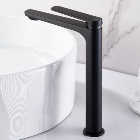 Imex -  Grifo Monomando Lavabo Caño Alto Negro Serie Nápoles