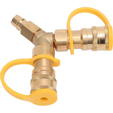 Raccord en Y en laiton 3/8 pouce pour tuyau de gaz naturel, connexion et déconnexion rapides, séparateur pour barbecues et appareils de chauffage (1/5)