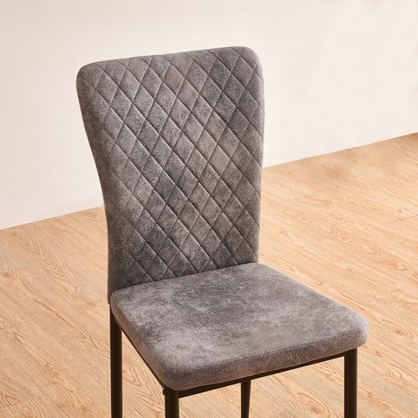 Jymtom – Lot de 6 chaises en tissu daim gris clair – Dossier capitonné ergonomique – Pieds en métal – Charge max 120 kg