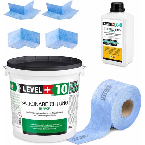 LEVEL+ Dichtset für Duschabdichtung Bad Dichtband Flüssigfolie 20kg SET30 (1/5)