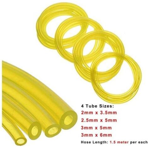 QORVA-Set de 4 tuyaux en PVC pour carburant Longueur 1.5 m Dimensions (diamètre intérieur x diamètre extérieur) 2,5 x 5 mm, 3 x 5 mm, 2 x 3,5 mm, 3 x 6 mm (1/3)