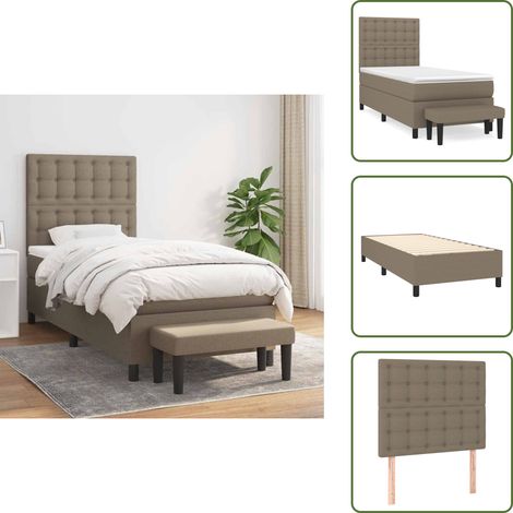 Taschenfederkern - vidaXL Boxspringbett mit Matratze Taupe 80x200 cm Stoff - Stoffbett (1/5)
