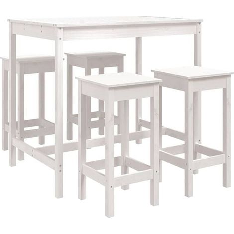 Ensemble de Bar de Jardin 5 Pièces en Bois Massif de Pin Blanc (1/5)