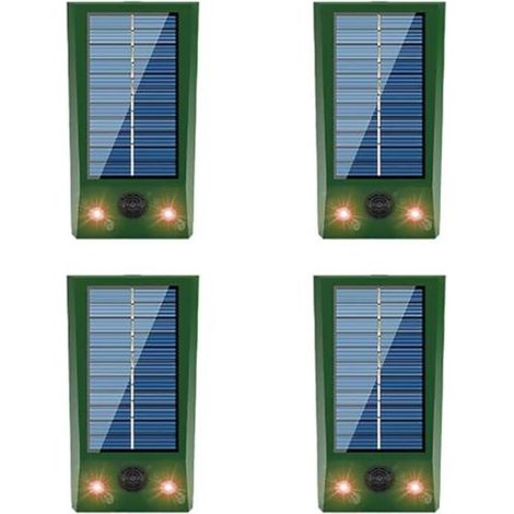 4-facher Solar-Tierabwehrer (Katzen, Hunde, Vögel, Eichhörnchen, Waschbären, Kaninchen, Füchse, Rehe usw.) mit LED-Bewegungsmelder