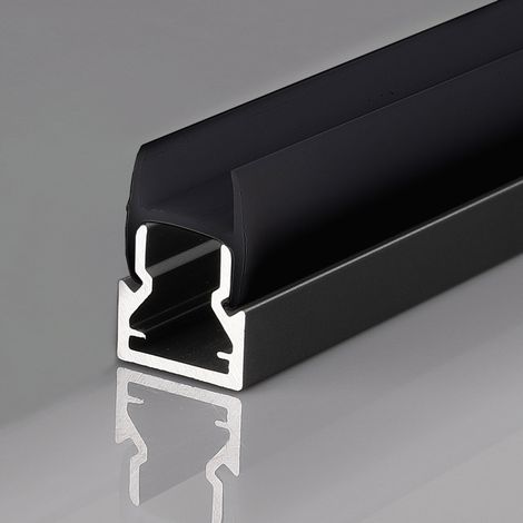 Perfil Tira LED Para Cristal 8mm - Con Difusor - Negro - 2 (1/3)