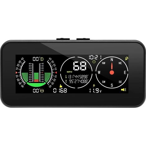 Affichage Tête Haute Compteur De Pente De Vitesse Numérique Boussole Inclinomètre GPS Compteur De Vitesse Alarme De Survitesse Hors Route Ordinateur De Bord HUD Instrument Multifonctionnel(M60) (1/5)