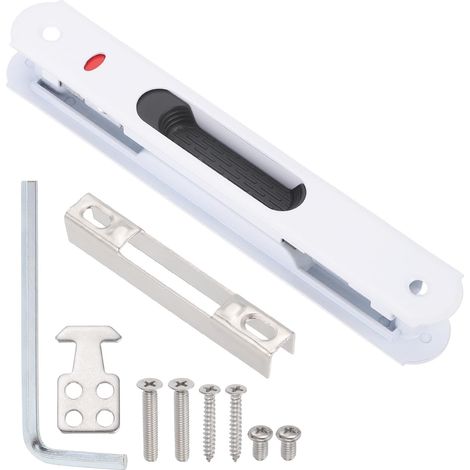 Double Sided Sliding Door Hook Lock (Fits for 1-1.1 Inch Thick, White), Door Lock (1/5)
