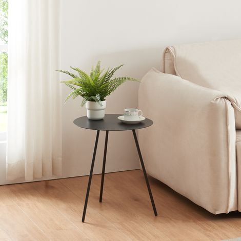 Mesa auxiliar Sula redonda 3 patas metal 45xØ40cm - Negro [en.casa]