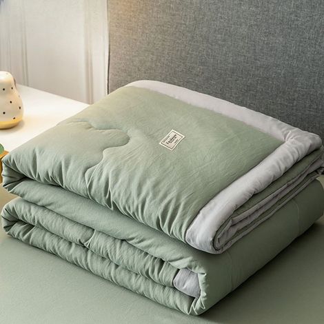 Couette D'Été - Coton Lavé - 110x150 cm - Verte - Machine Lavable - 1 Pièce (1/5)