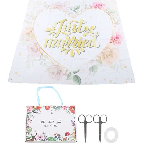 Cadre photo mariage bohème, bannière cœur décoration fiançailles, accessoires enterrement vie de jeune fille avec coffret cadeau (1/5)