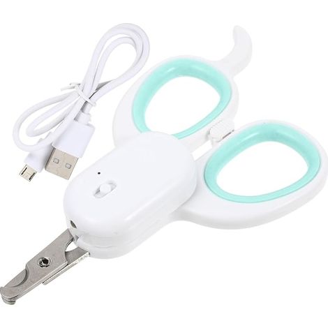 Wiederaufladbare LED-Krallenschere für Haustiere mit USB-Licht, kompakter grüner Krallentrimmer, sicheres Pflegewerkzeug für Hunde und Katzen (1/5)