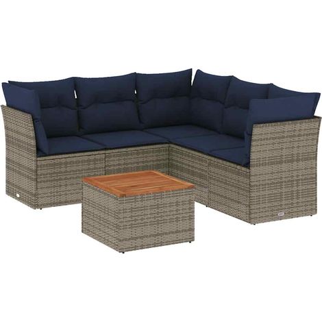 Maison Exclusive - 6-tlg. Garten-Sofagarnitur mit Kissen Grau Pol