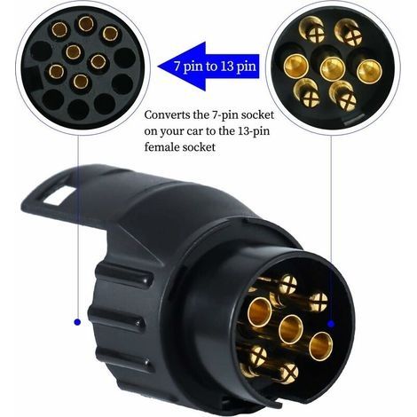 QX1523 Anhängerstecker-Adapter, 13- auf 7-poliger Adapter für Pkw- und Lkw-Anhängerkupplungen mit Abdeckung (1/3)