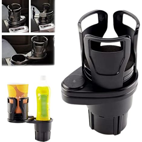 Becherhalter - VENTEO - CUP CAPTAIN - Becherhalter - Schwarz - Einstellbar 2in1 - Für große Flaschen und Snacks