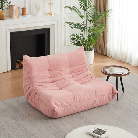 Fauteuil de sol 34x34x115 cm en tissu chenille rose avec mousse, sans montage pour petits espaces (1/5)